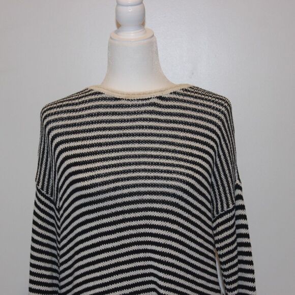 Eileen Fisher Stylish and Cozy Minimalist Striped Black & White Sweater Size XS - Picture 3 of 12